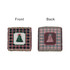 A tapestry blanket featuring a green Christmas tree design on a plaid background, with a coordinating plaid back.