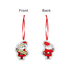 A custom-shaped acrylic ornament featuring Santa Claus in red and white with a red ribbon. It has a logo on one side.