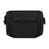 A black cooler bag with a zippered opening and a sturdy handle on top. It features a simple design and a logo.