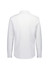 A white long sleeve shirt with a collar and buttoned cuffs, featuring a logo on the label.