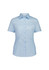 A light blue women's short sleeve shirt featuring a classic collar and button-up front, with a subtle fitted design.