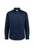 A long sleeve shirt in navy blue with a button-up front and a single chest pocket. It features a logo on the label.
