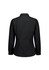 A black long sleeve women's shirt with a fitted design and a collar, featuring buttons on the cuffs.