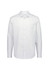A white men's slim fit long sleeve shirt with a collar and button-down front, featuring a logo.