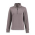A women's half zip jacket in grey with a high collar and long sleeves, featuring a logo.