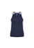 A navy singlet with light grey side panels and a logo on the front, designed for men.