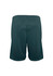A pair of dark green sports shorts with an elastic waistband and no visible logos.