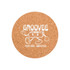 A cork round coaster featuring a playful character design with white graphics on a natural cork background.