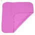 A pink cooling face cloth with a textured surface, folded at one corner, featuring a logo.