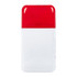 A correction tape dispenser in white and red, featuring a logo on its surface.