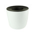 A mini desk plant pot featuring a sleek white exterior and a black lid. It has a simple, modern design.