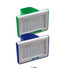 A pen holder with a built-in calendar, featuring green and blue designs, displaying a one-year calendar.
