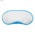 A sky blue sleep mask with a white centre and contrasting blue trim, featuring an unspecified logo.