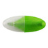 A mini highlighter featuring a green and clear design, with a smooth oval shape and a logo on the surface.