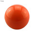 An orange spherical lip balm container with a smooth glossy finish and a branding logo.