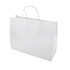A large white paper bag with two handles and a smooth surface, featuring a logo.