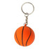 An orange basketball key ring with black detailing, attached to a silver metal keychain.
