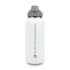 A drink bottle with a white finish, featuring a grey lid and a logo. Suitable for various beverages.
