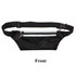A black waist fitness belt with two zippered pockets and an adjustable strap. It features a mesh design.