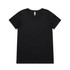 A black t-shirt with a round neckline and short sleeves, featuring a logo tag inside.