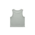 A light green organic rib crop tank top with a simple, clean design and a logo tag.