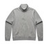 A grey half zip crew jumper with a collar and a logo on the chest.