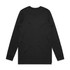 A long-sleeved black T-shirt with a plain back and fitted cuffs, featuring a small logo.
