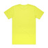 A bright yellow work t-shirt with a plain back design and a logo at the neck.