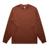 A brown long-sleeve T-shirt with a crew neck and logo branding.