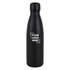 A drink bottle in sleek black with a classic design and an area for a logo.