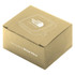 A rectangular box made of wheat fibre, featuring a logo and minimalist design in natural tones.