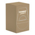 A brown cardboard box containing a product made from recycled plastic, featuring a simple design and logo.