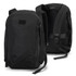 A black business computer backpack with padded straps and a spacious main compartment. It features a logo on the back.