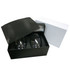 A glass coffee and tea set in a black box, featuring two transparent glasses. Includes a white outer box.