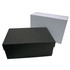 Two rectangular gift boxes are displayed, one in black and the other in white, both with a simple design.