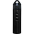 A drink bottle in black stainless steel, featuring a black lid with a built-in handle and a logo.