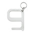 A white Hygiene Key with a keyring attachment, featuring a simple, modern design.