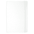 A white hardcover journal with an elastic band closure and a simple design, featuring a logo on the front.