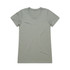 A light green women's t-shirt with a scoop neck and short sleeves. It features a brand logo.