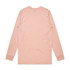 A light pink long-sleeve T-shirt with a simple design, featuring a logo on the back.