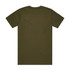 A green T-shirt with a plain back and a small logo on the collar area.