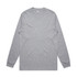 A grey long-sleeve t-shirt with a crew neckline and a logo on the label.