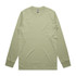 A long-sleeve t-shirt in a soft green colour, featuring a simple design and an attached logo.