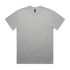 A light grey T-shirt with a round neck and short sleeves, featuring a label on the collar.