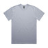 A light grey T-shirt with short sleeves and a crew neckline, featuring a branding label.