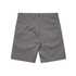 A pair of grey work shorts featuring two back pockets and a waistband with belt loops.