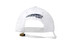 A white cap featuring a back strap and clip, with an embroidered logo.