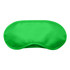 A green sleep eye mask with a smooth surface and contoured shape. It features a logo on one side.