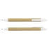 A Kraft pen with a brown paper barrel and white plastic tip and clip, featuring a simple design.