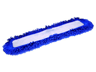 Microfiber Flat Fringe Dust Pad. Hook-and-loop backing attaches pads more securely. Premium split nylon/polyester blend microfiber provides optimal damp mopping performance. High-pile and looped 2” fringe construction grabs and holds larger dust particles and debris.
